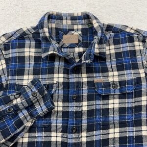 Orvis Mens Classic Plaid Flannel Shirt Blue Long Sleeve Button Up Pockets XL